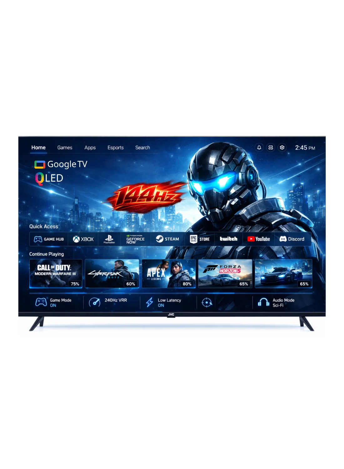 Premium 100 Inch QLED 4K UHD Smart TV Edgeless Display with 144Hz Refresh Rate and Voice Remote (Black, 100 Inch) krwvh