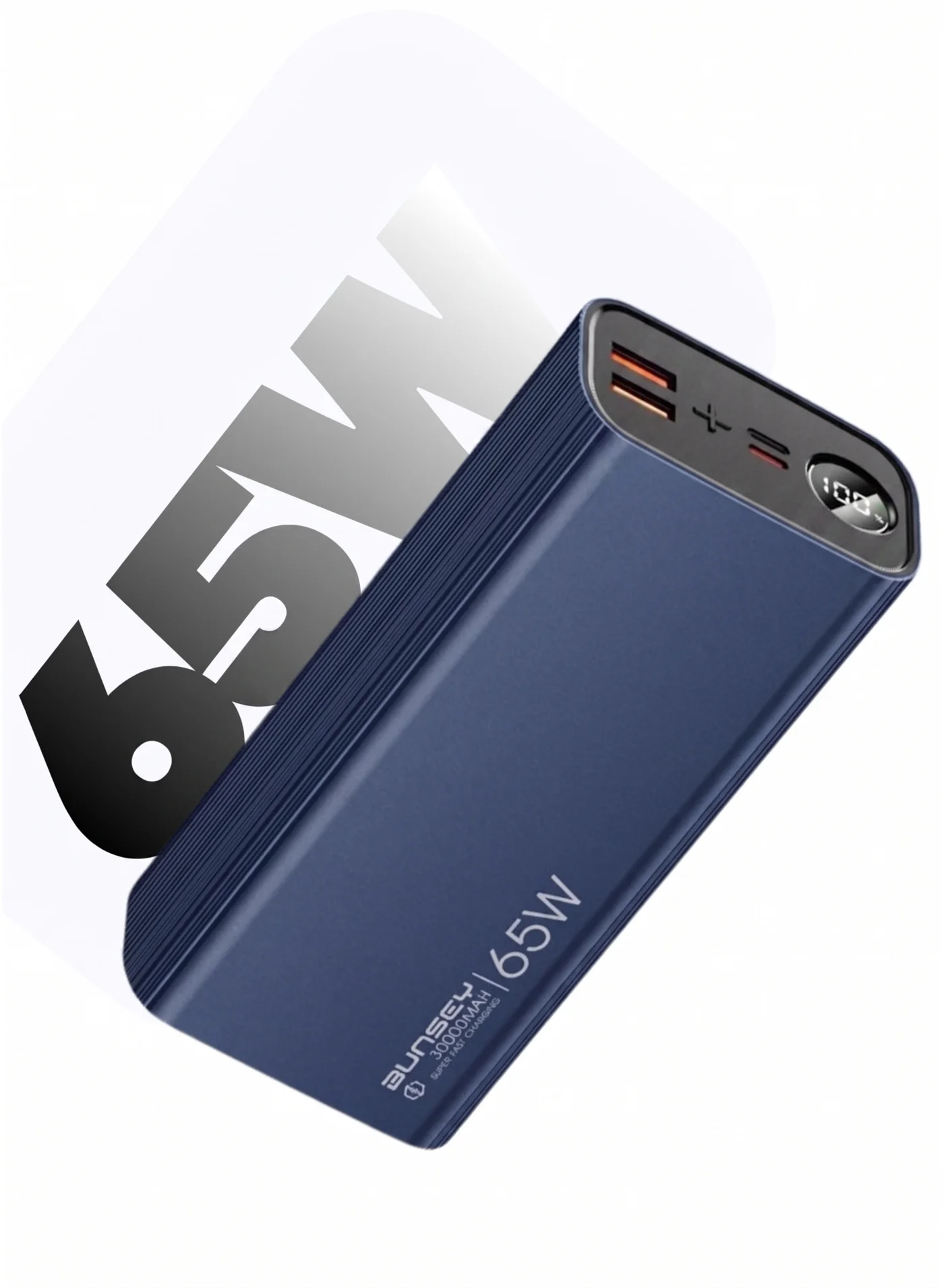 Bunsey 30000mAh Power Bank 65W High-Speed Portable Charger with 4 Output Ports and Dual Input (Blue, 30000mAh) 0u0vr