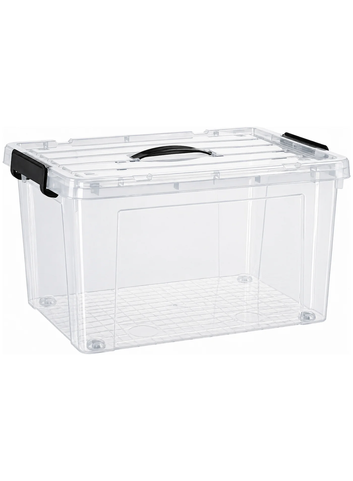 Toshionics 70L Heavy Duty Storage Box with Lockable Lid (Clear, 70L) Stackable Transparent Organizer for Home and Kitchen x26jy