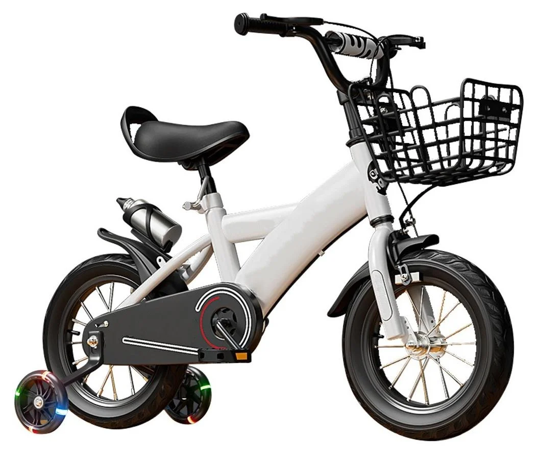 MaBaby Kids Bicycle High Carbon Steel Frame with Flashing Training Wheels and Basket (16 Inch) m2pk6