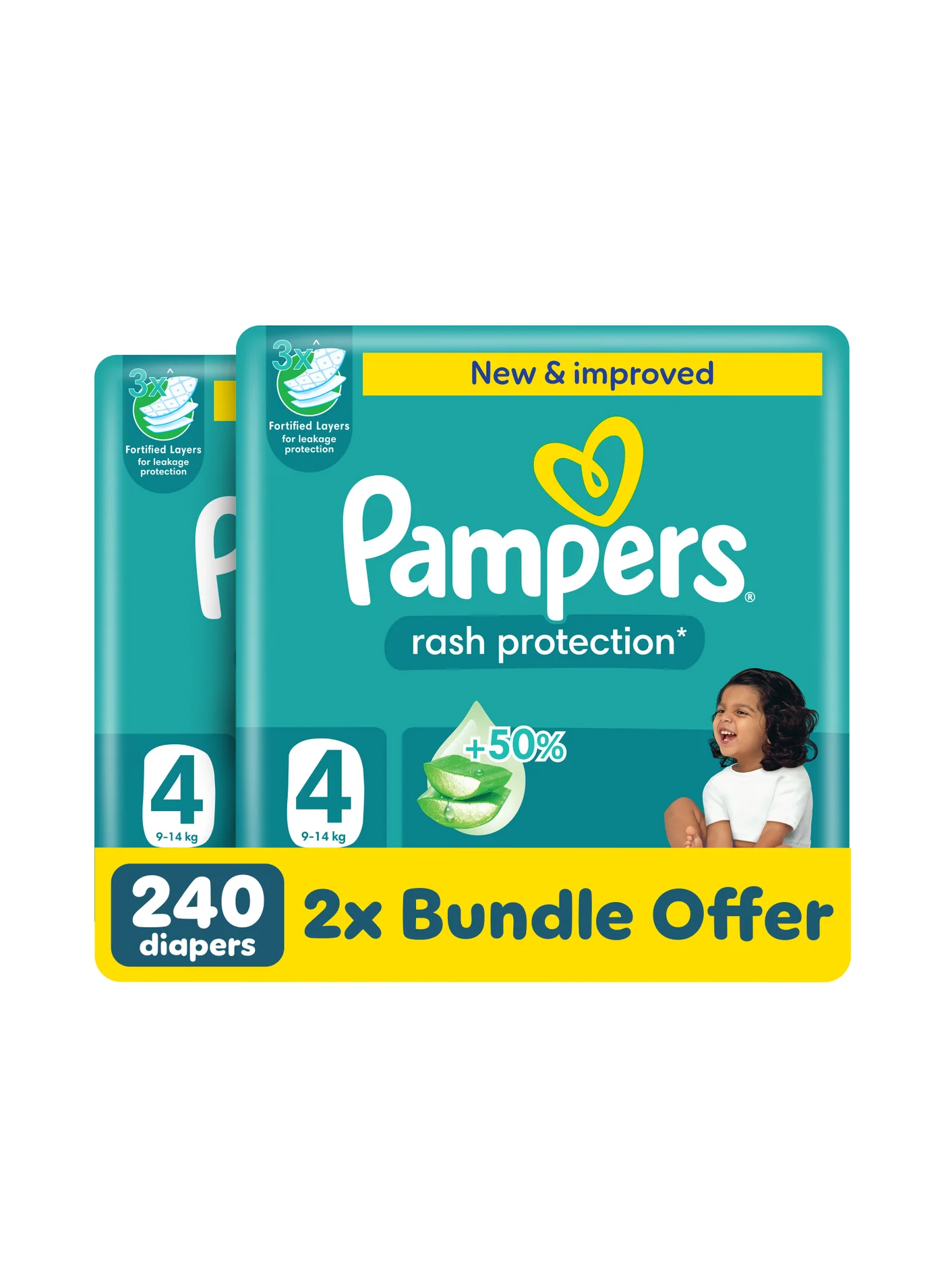 Premium Rash Protection Taped Diapers with Aloe Vera Lotion (Size 4, 9-14kg, Pack of 2) 1uyvf
