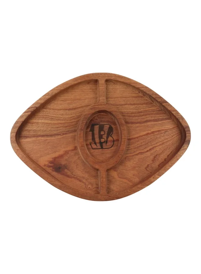 Premium Acacia Wood Football Serving Board with Center Dish (Cincinnati Bengals Edition, 30 cm) 3r657