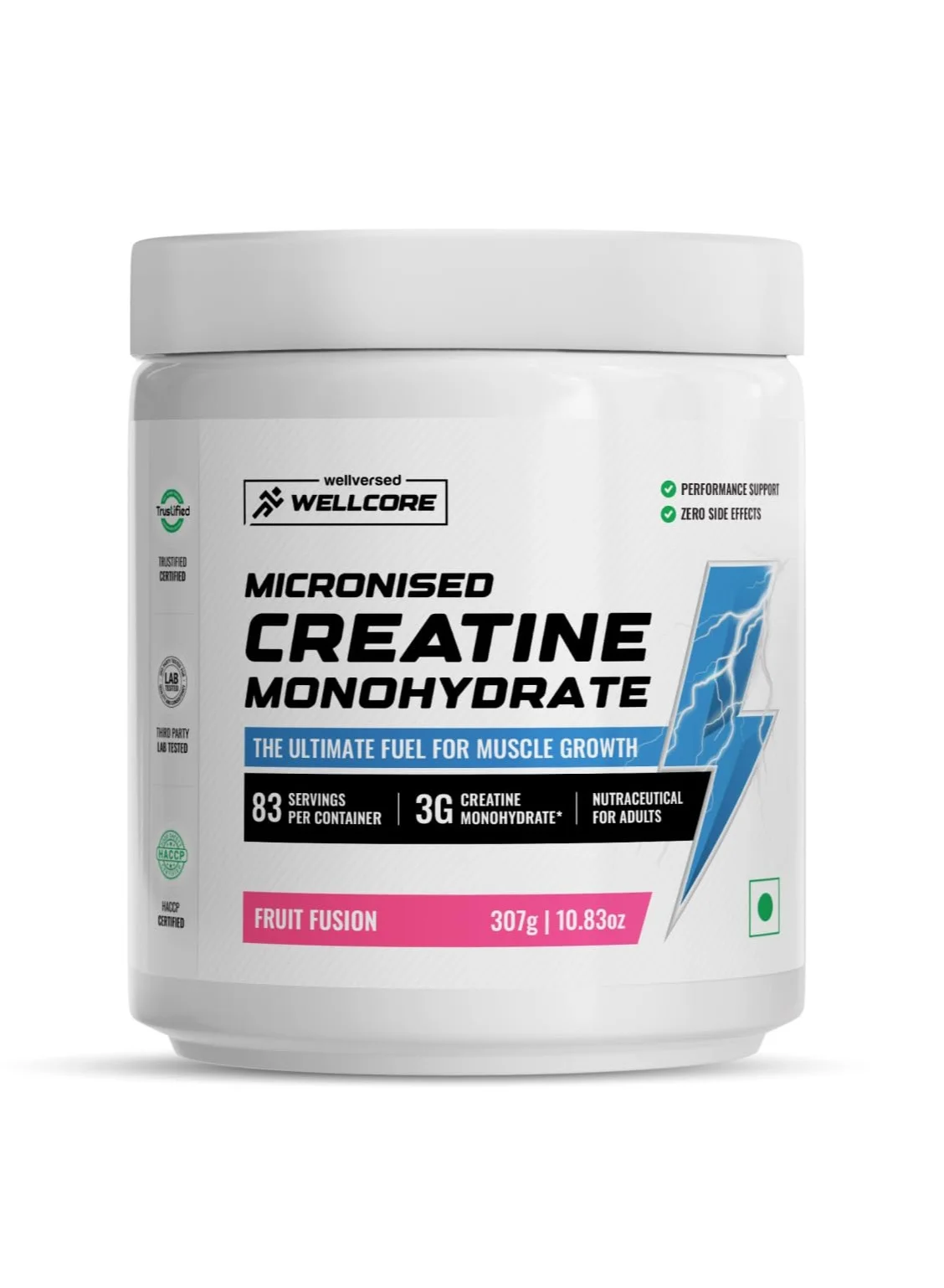 Wellcore Creatine Monohydrate Powder Fruit Fusion (Premium Sports Nutrition Supplement, 307g) pdgb5