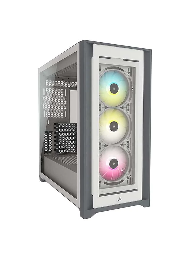Premium Mid-Tower ATX PC Smart Case with Tempered Glass Panels and 3x 120mm RGB Fans (White, 52cm x 24.5cm x 52cm) m0ef3