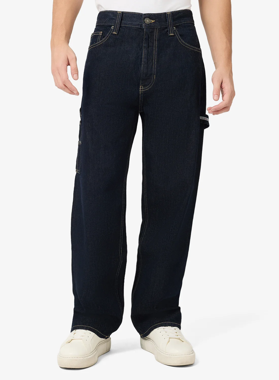 Premium Casual Carpenter Straight Jeans Durable Utility Denim Pants for Men (Blue, 32W x 32L) rs29e