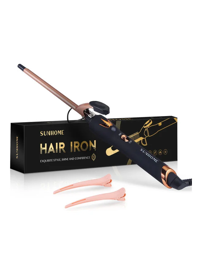 Sunhome Professional 9mm Thin Hair Curler Premium ABS Ceramic Heating Wand for Precise Styling (Black, 9mm) 612nd