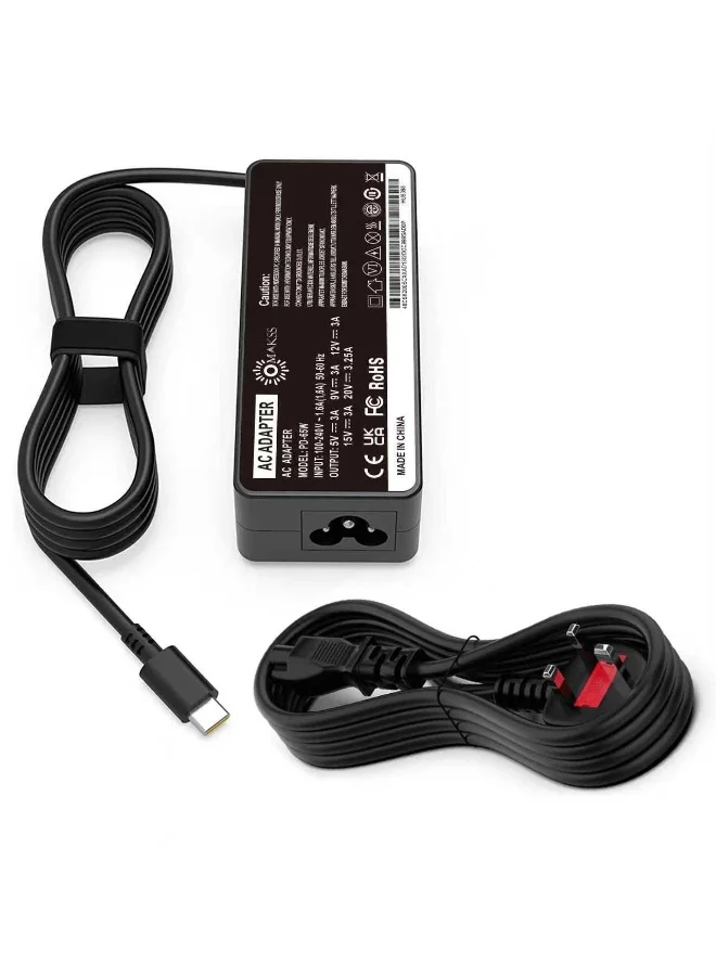 OMAKSS 65W USB C Laptop Charger Power Adapter Fast Charging for Universal Type C Devices (65W) lmw3b