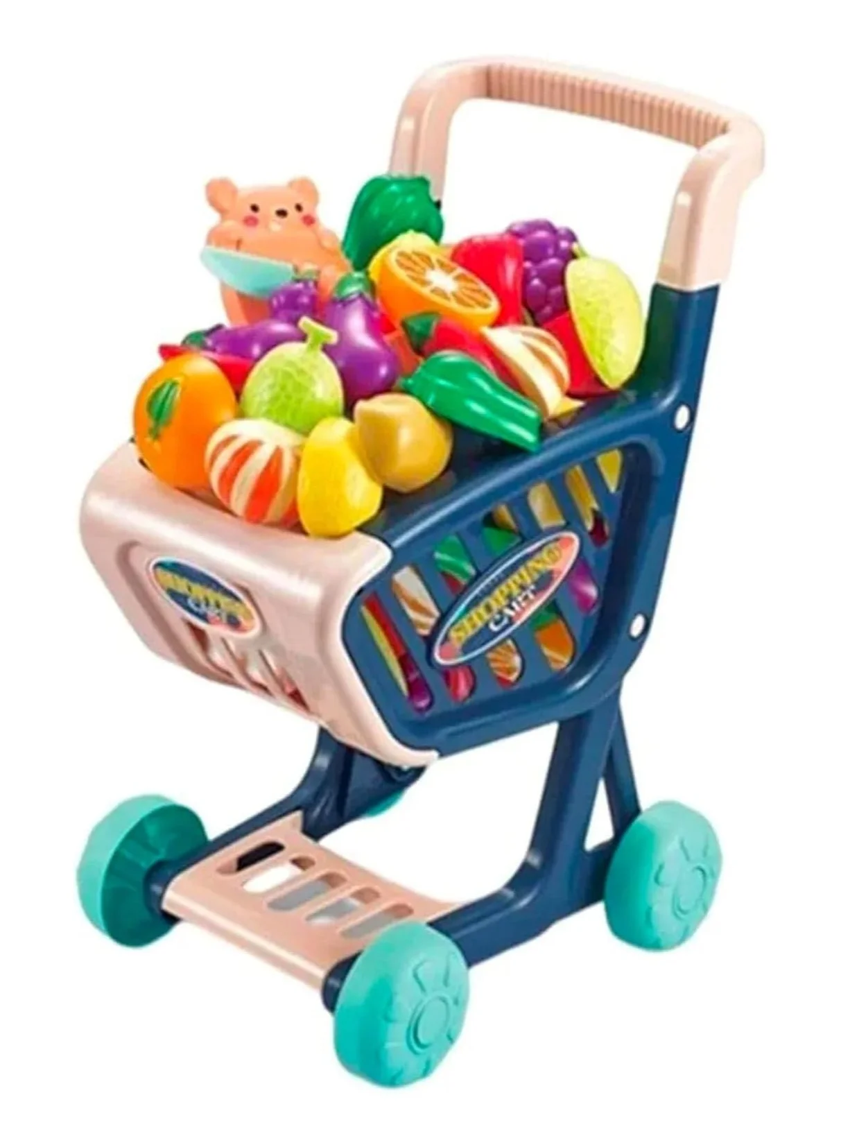 REZZOSS Supermarket Shop Counter Toy Set with Shopping Trolley and 36 Food Accessories (36 Pieces, Kids) r4ix7