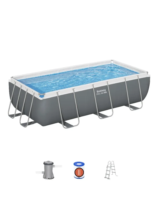Premium Rectangular Above Ground Swimming Pool Set with Steel Frame and Filter Pump (4.04m x 2.01m x 1.00m) uxzeo