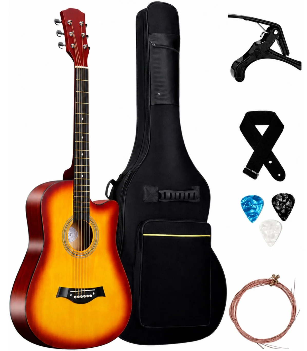 Premium Acoustic Classical Guitar Starter Set with Essential Accessories (Wood, Full Size) wykv7