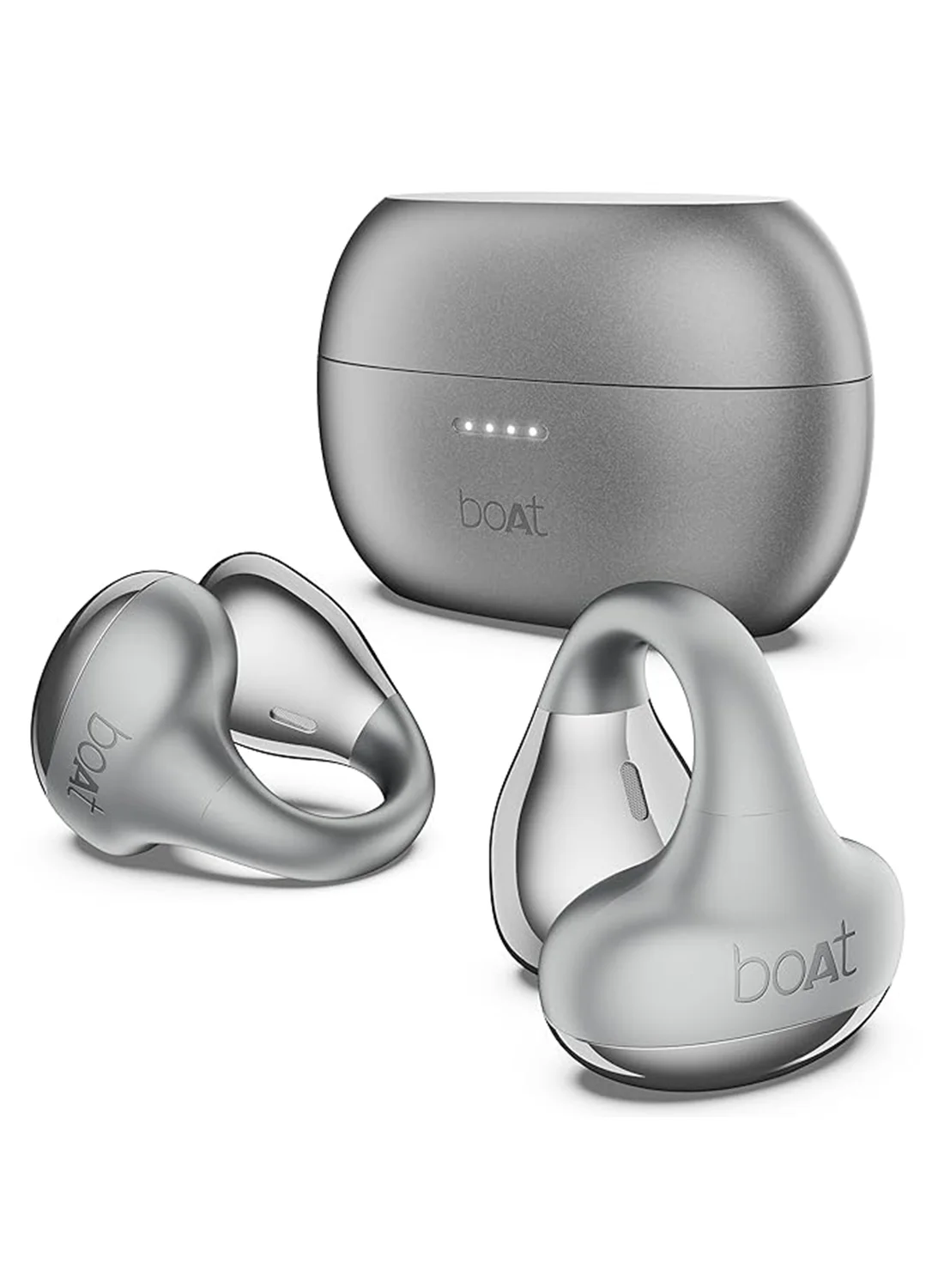 Premium Open Ear Wireless Earbuds with Air Conduction Technology and Clip-On Fit for Sports and Daily Use (Cool Grey) 00u53