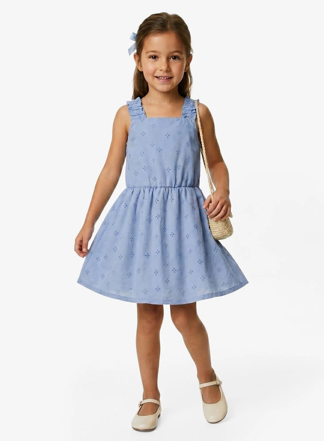 NAME IT Kids Strap Detail Mini Dress Lightweight Summer Casual Wear (Size 128 cm) hokfw