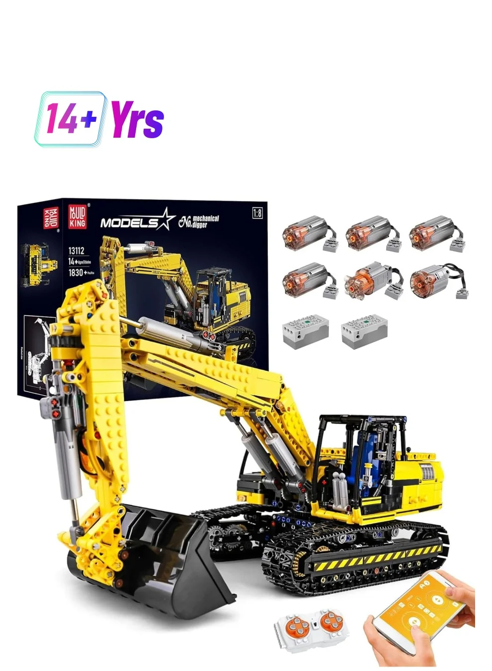 Premium RC Excavator Building Kit, Remote Control Construction Vehicle Model with Motor, App-Controlled Engineering Toy Set for Kids (2169 Pieces) p7vvz