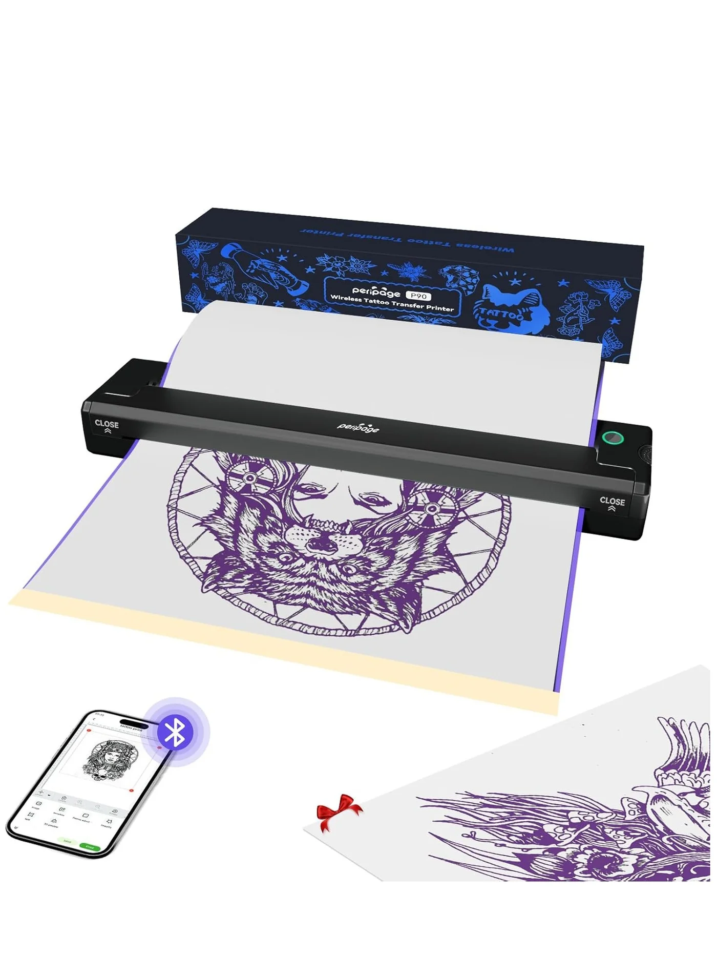 Professional Wireless Tattoo Stencil Printer Thermal Transfer Machine (Bluetooth & USB Connectivity, Compact Portable Design) p4edj