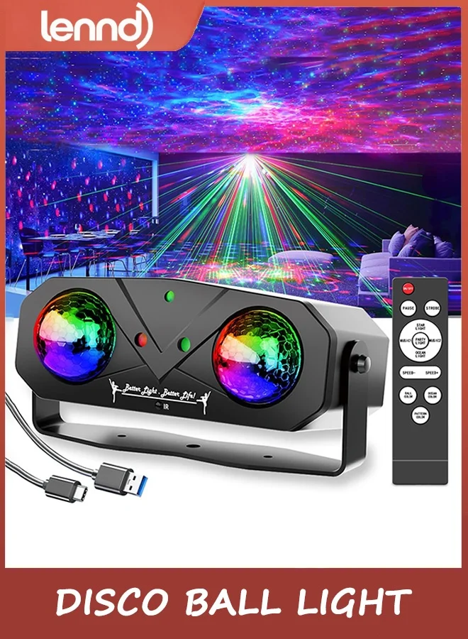 LENND Disco Ball Light Projector Sound Activated LED Stage Lighting with Remote Control for Parties and Events (Black, 1 Unit) txky1