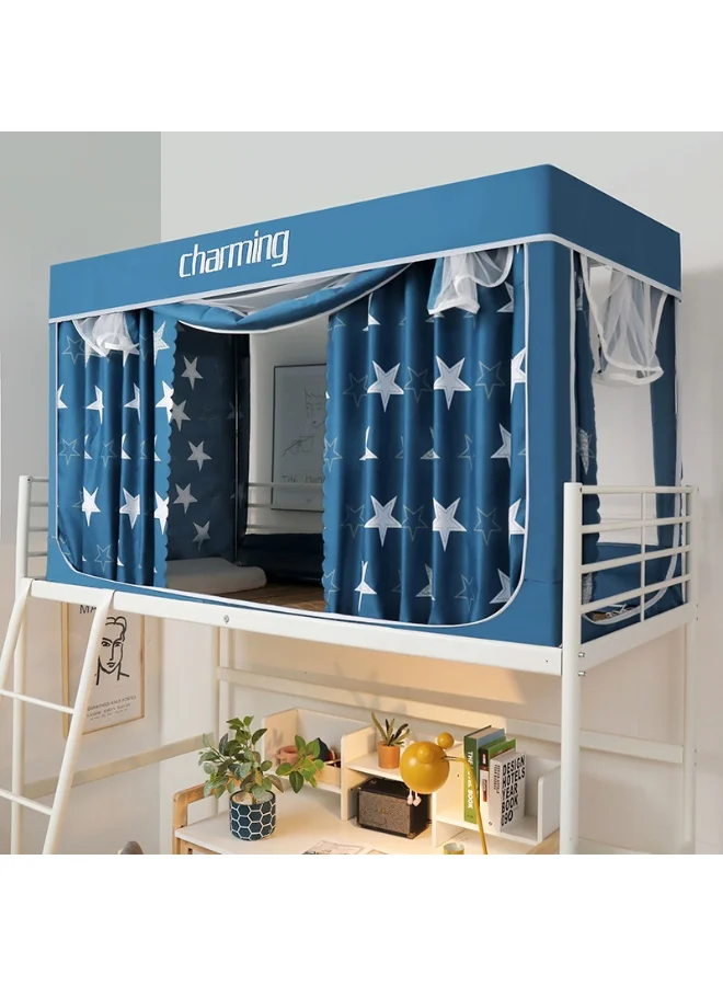 Bluejw Blackout Bunk Bed Privacy Curtains Premium Lightproof Canopy Set for Dormitory and Shared Rooms (6 Panels with Top Cover) op2mu
