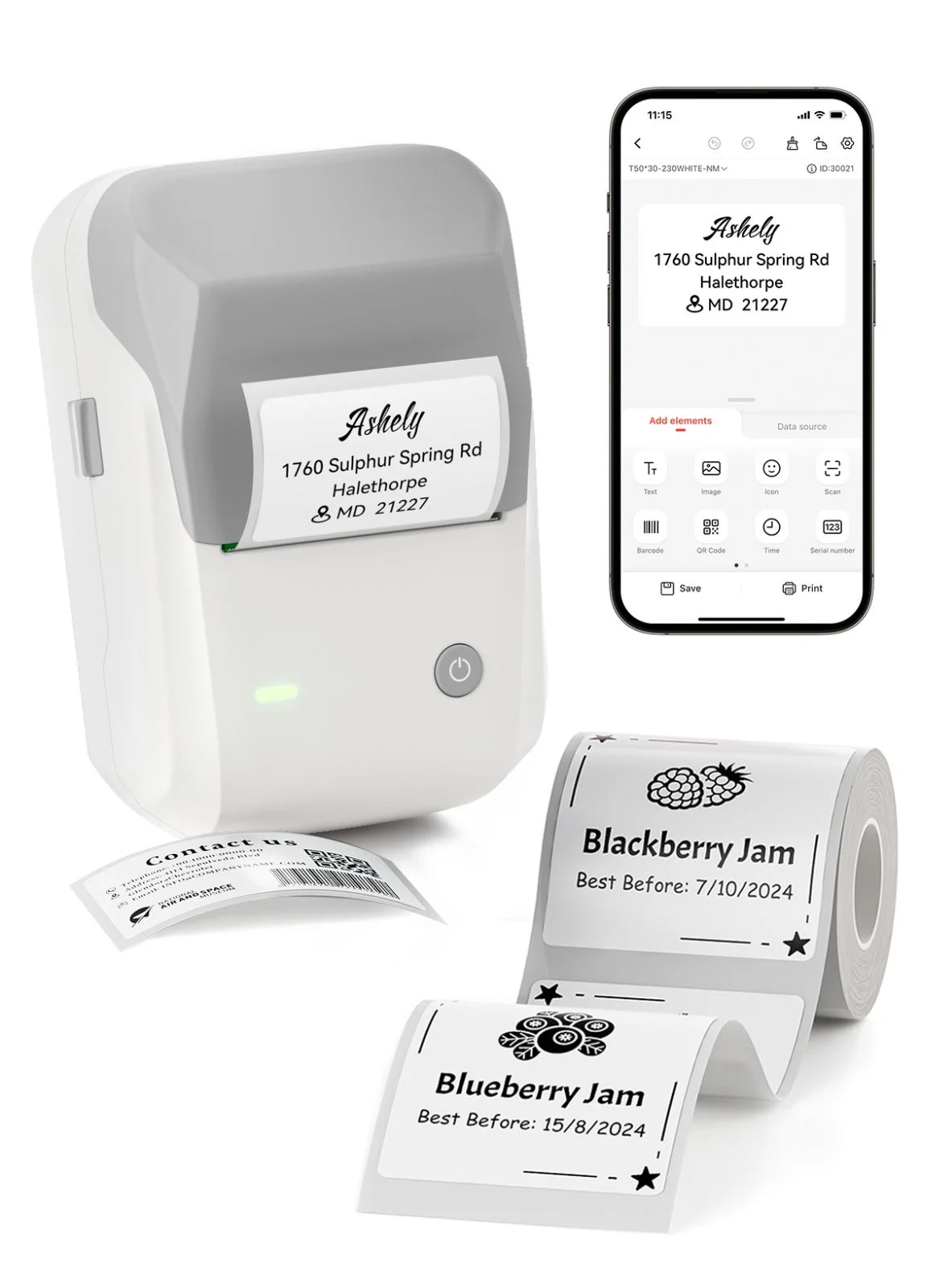 Premium Thermal Label Printer for Business and Home Organization (50mm Width, Portable Wireless Design) d3es0
