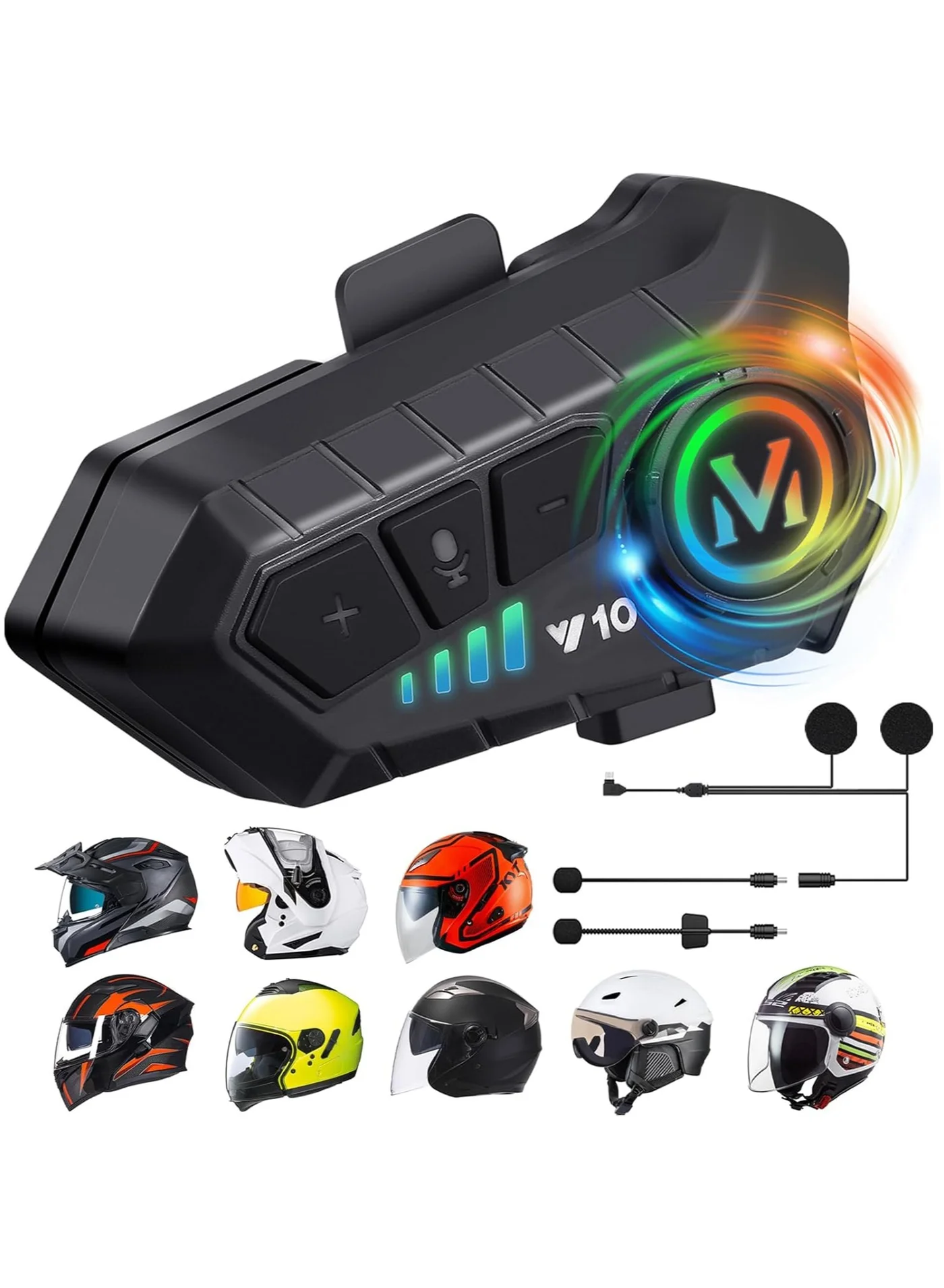 Mauten Motorcycle Helmet Speakers Wireless Bluetooth Headset with Intelligent Noise Reduction and Dual Mic System (Universal Fit) amtte