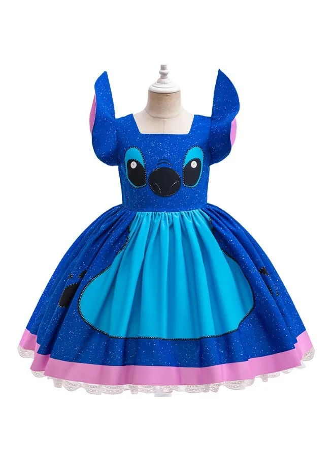 Premium Character Inspired Tutu Dress for Kids Cosplay Performance Costume (Blue, 120 cm) 5gi26