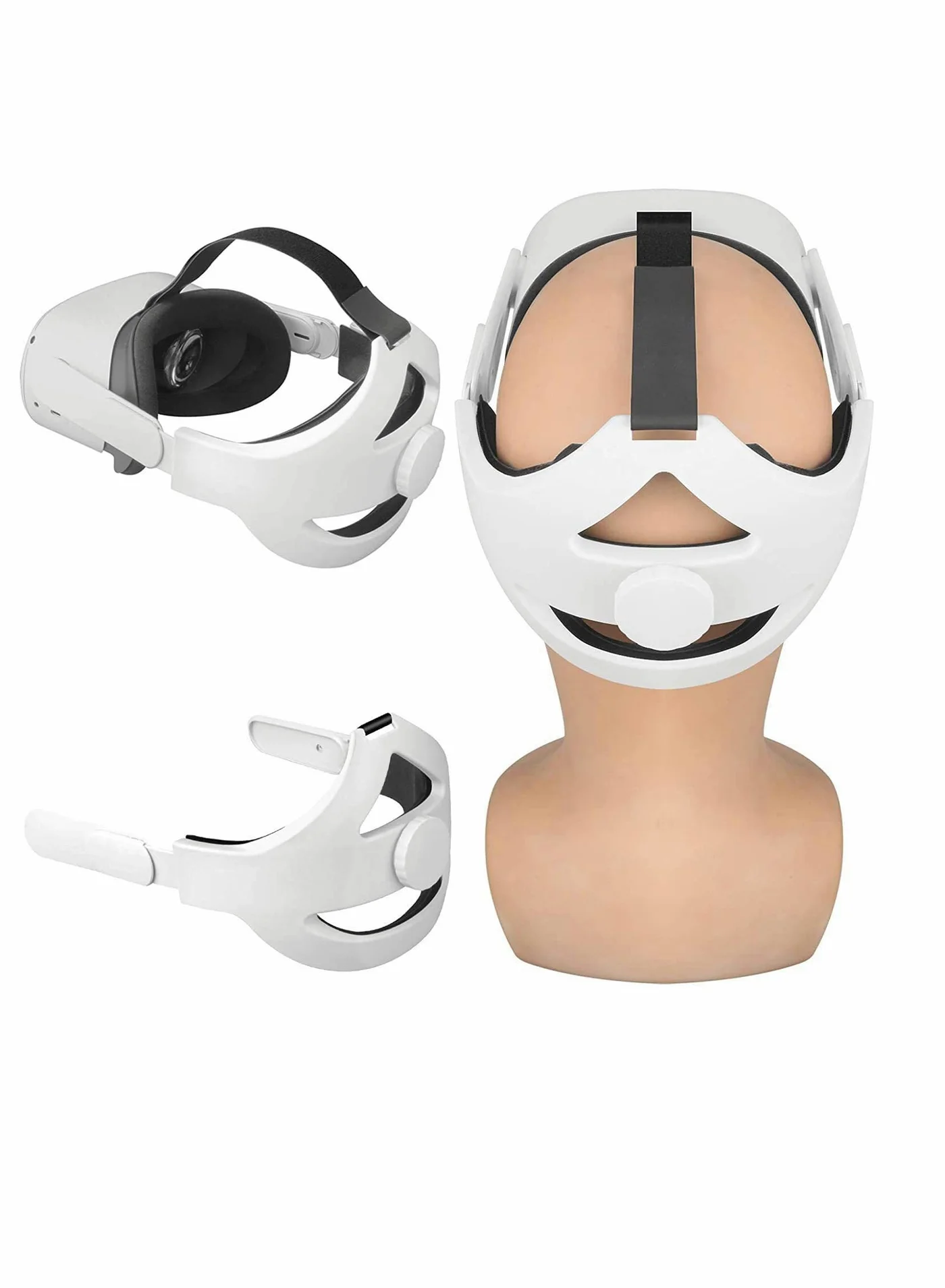 SYOSI Adjustable Head Strap for VR Headsets Premium Ergonomic Support with Comfort Cushion (White) ylso3