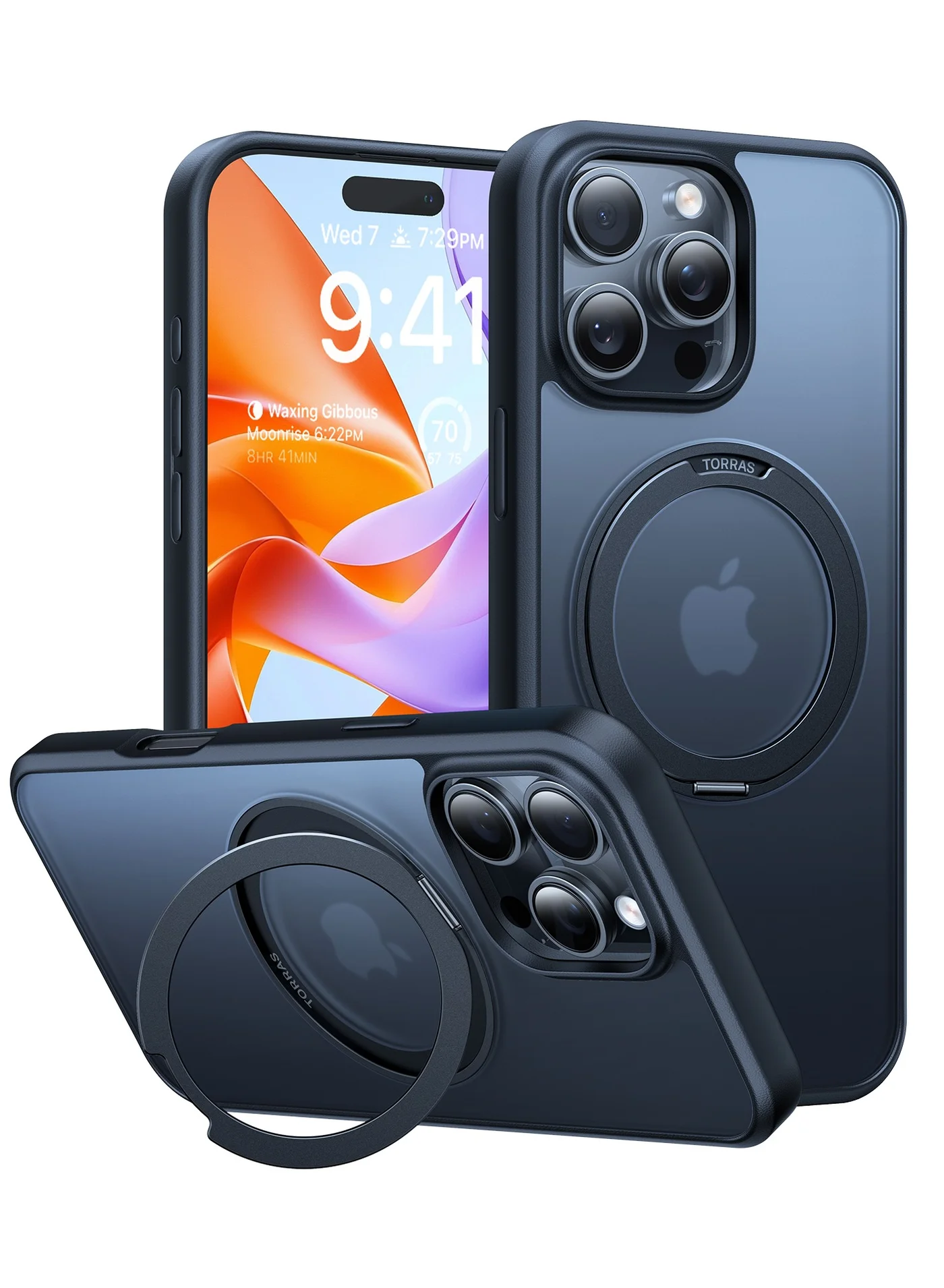 Premium Magnetic Protective Case with 360¡ã Rotatable Ring Stand for Smartphone (Black, 17 cm) 9tjmv