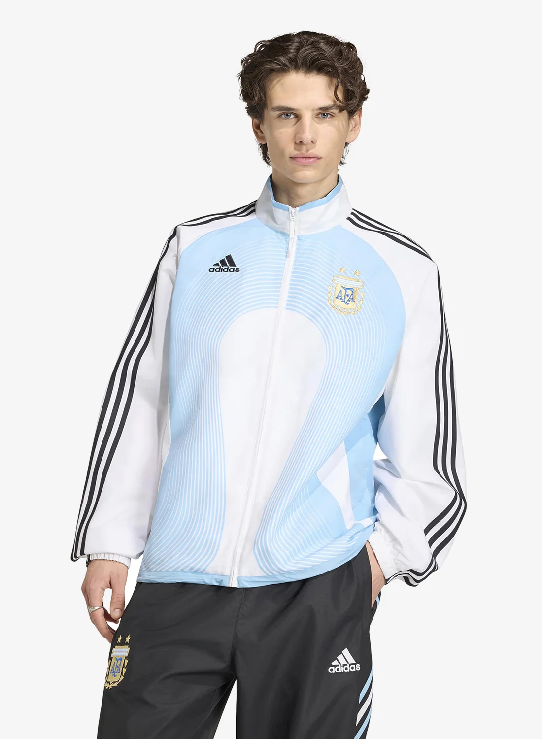 Sport Argentina 2006 Home Track Jacket Retro Soccer Training Apparel (Blue and White, Adult) ppkv1