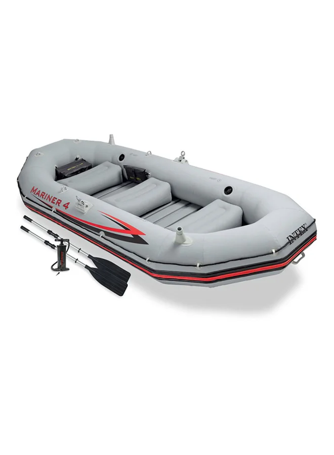 Premium Inflatable Mariner 4-Person Boat Set Heavy-Duty Waterproof Raft for Water Recreation (4-Person Capacity) rpqdd