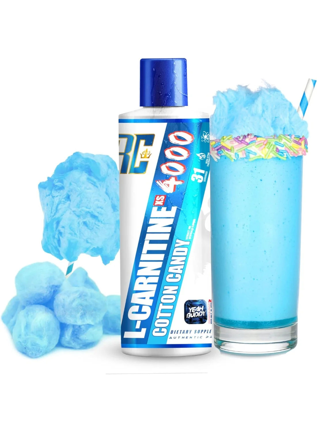 L-Carnitine 4000 XS Liquid Supplement (Cotton Candy, 465 mL) Premium Fitness Support tu8ke