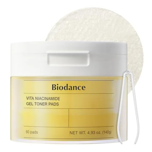Biodance Vita Niacinamide Gel Toner Pads for Brightening and Even Skin Tone (60 Pads, 140g) 0yhkl