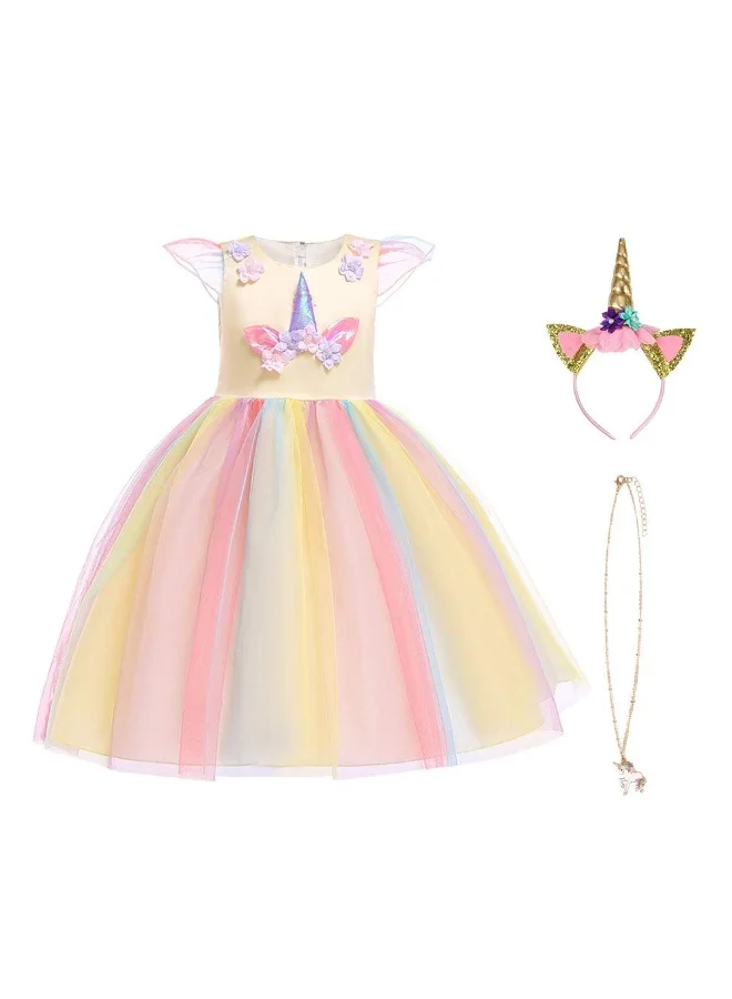 LOVET Unicorn Princess Costume Fancy Dress Up Outfit for Birthday Party and Dance Performance (4-7 Years) lxcad