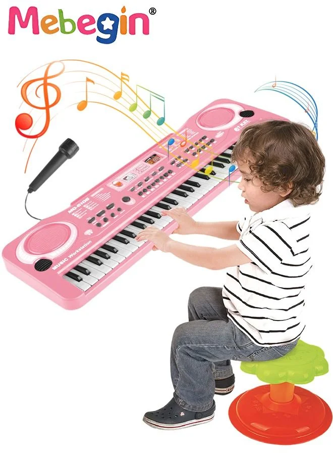 MEBEGIN 61-Key Electronic Piano Keyboard with Microphone, Educational Musical Instrument Toy for Kids and Beginners (54x17x5.5cm) s3ubq