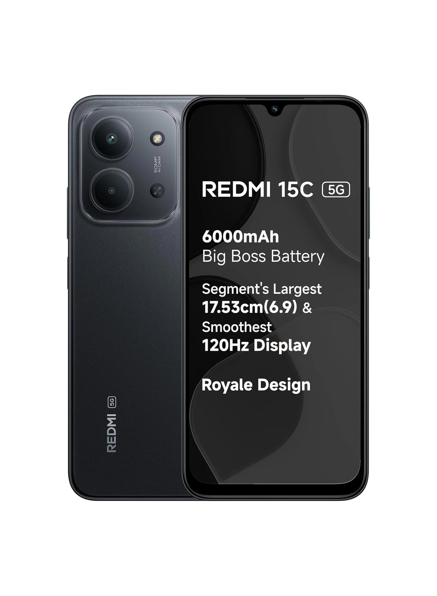 Smart 5G Smartphone 8GB RAM 128GB Storage 6000mAh Battery 120Hz Display (Midnight Black, 17.5 cm) udxt7