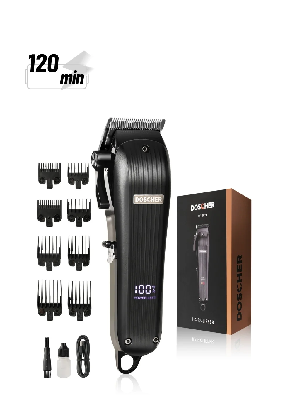 DOSCHER RF-1971 Professional Hair Clipper Cordless Grooming Tool (High-Precision Blade, Rechargeable, For Men) f2usy