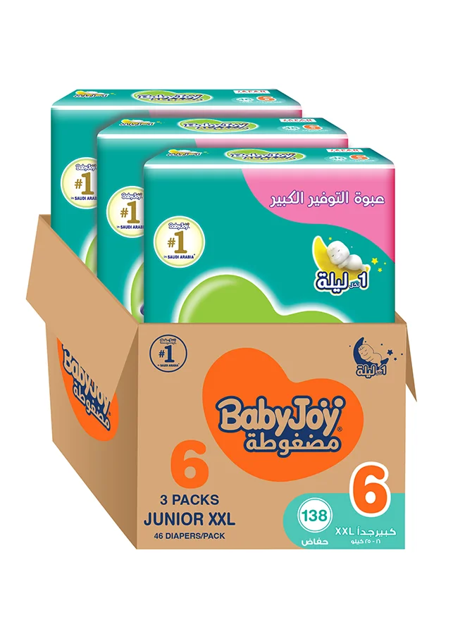 BabyJoy Compressed Diamond Pad Diapers Size 6 Junior XXL (16-25 kg, 138 Count) 58bw5