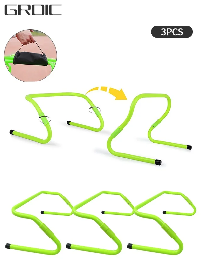 GROIC Agility Speed Hurdles Adjustable Training Equipment for Soccer and Football (3 Pack) 5w5tx
