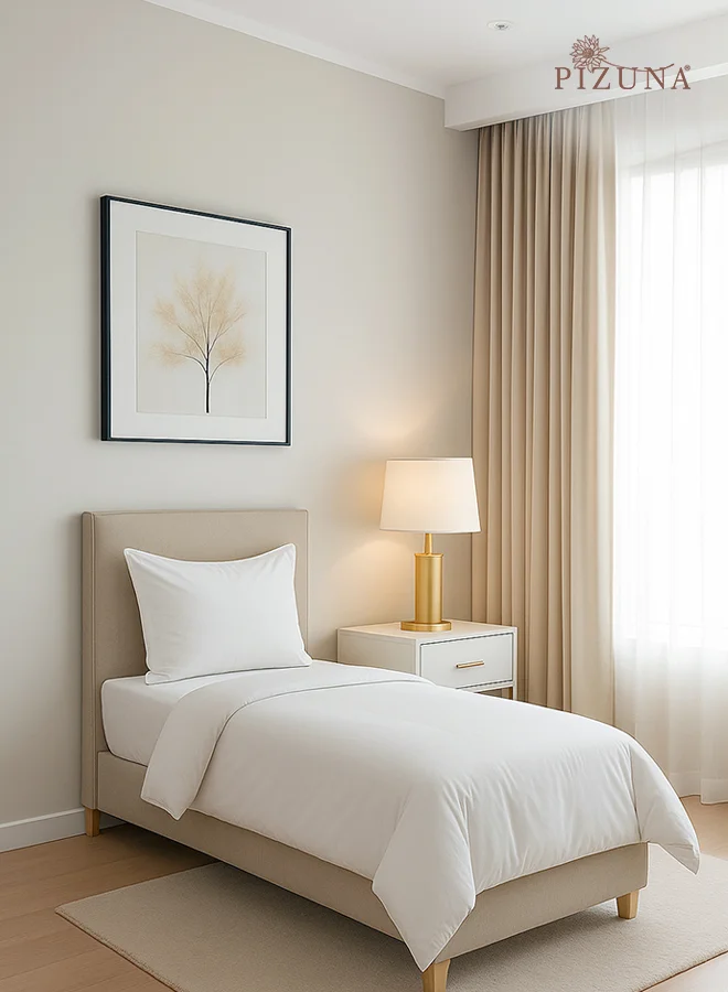 Pizuna Premium Combed Cotton Duvet Cover Set 400 Thread Count Breathable Sateen Weave (White, 140x200 cm) a2wbm
