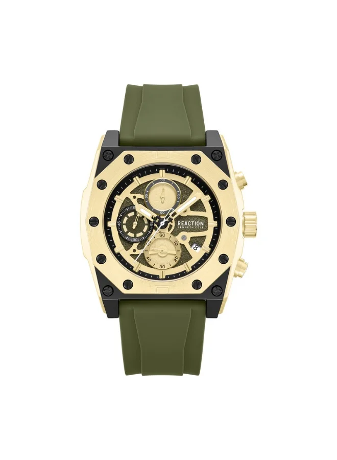 Premium Men's Chronograph Watch with Green Dial and Durable Silicone Strap (52.4mm) r1aka
