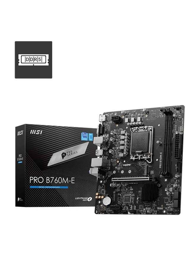 Premium B760M-E LGA 1700 mATX Motherboard (DDR5, 96GB Support, M.2, SATA 6G, PCI-E x16) Black vgw3s