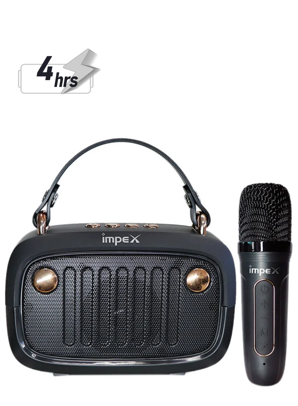Impex Portable Karaoke Bluetooth Speaker System with Wireless Microphone and Voice Modulation (Black) 6gw89