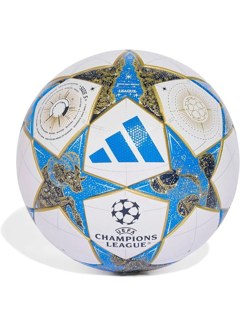 Premium Laminated Football Match Ball Professional Training Soccer Ball (Blue/White/Gold, Size 5) o64f4