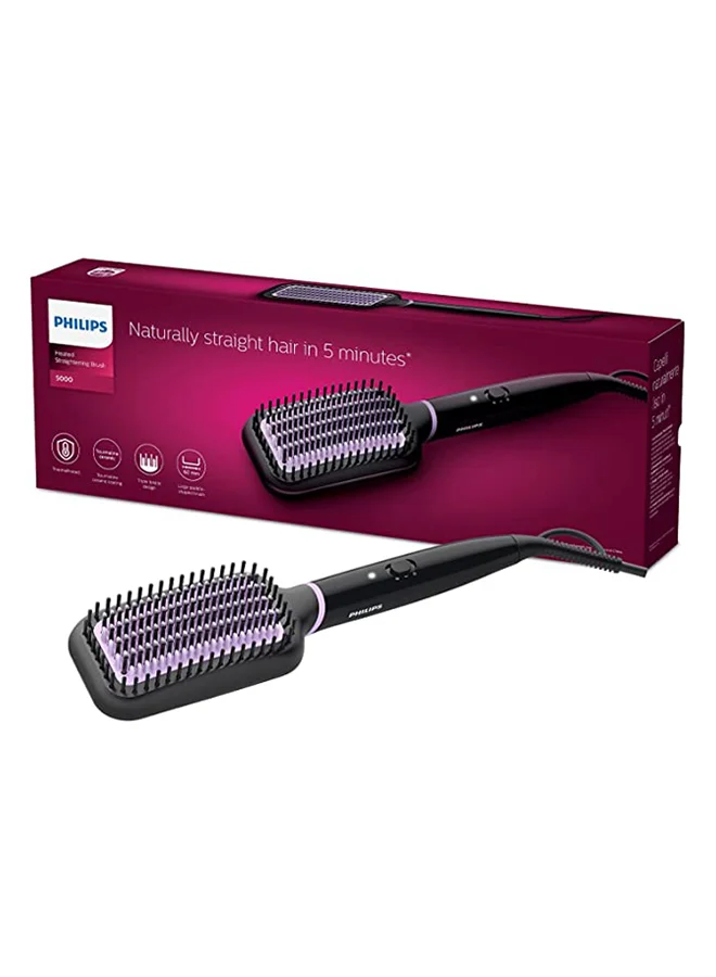 Professional Heated Hair Straightening Brush Ceramic Ionic Technology (Black, 1 Piece) 5abjy
