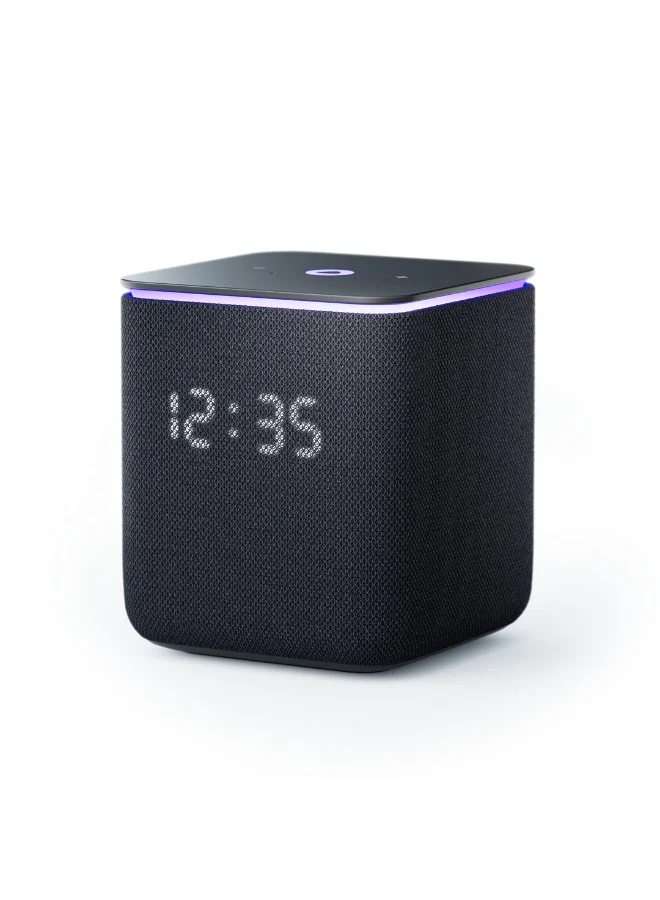 Yasmina Midi Smart AI Speaker with LED Light Ring, 24W Deep Bass, Arabic & English Voice Control, Zigbee Smart Home Hub (Black) cf909