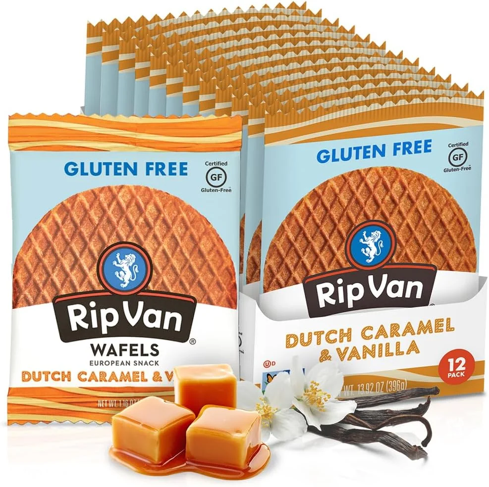 Rip Van Wafels Gluten-Free Dutch Caramel and Vanilla Stroopwafel (Pack of 12) uftv4