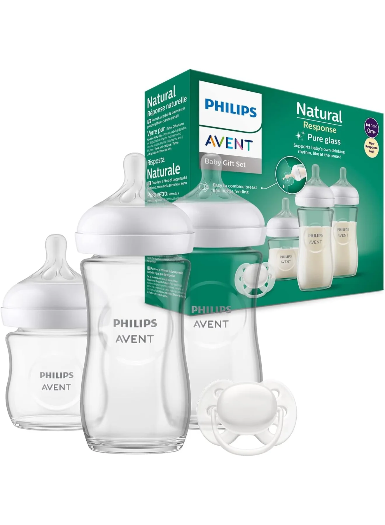 Premium Glass Baby Feeding Set with Ultrasoft Pacifier (3-Pack, 600 mL) 17te1