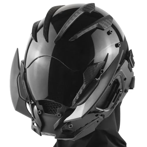 Marikito Futuristic Punk Mask Sci-Fi Helmet Premium Cosplay Accessory For Adults (Grey, One Size) mmgef