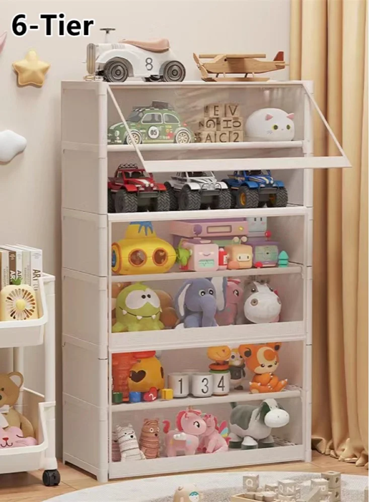 Kutis 6-Tier Large Capacity Kids Toy Organizer Storage Shelf (White, 64x30x105 cm) afw6k