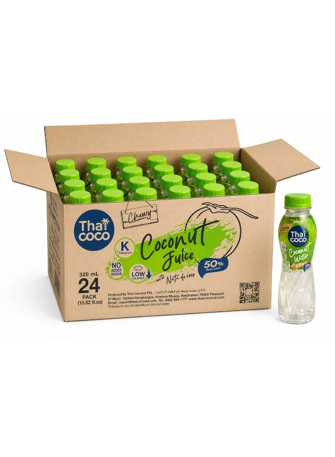 Thai Coco Coconut Water with Nata de Coco Refreshing Beverage (Pack of 24, 320 mL) 07juq