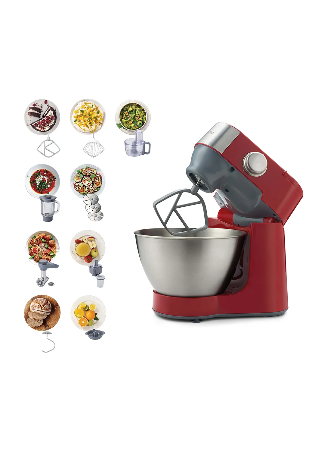 Premium Stand Mixer Kitchen Machine with Stainless Steel Bowl and Multi-Function Attachments (Red, 4.3 L) yxeoc