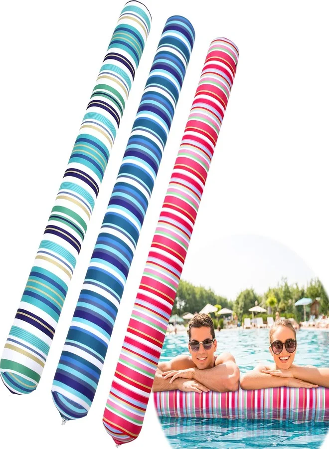 WinnerWhy Inflatable Pool Noodles Fabric Covered Floating Swim Floats for Adults (3 Pack, 137 cm) 3doza