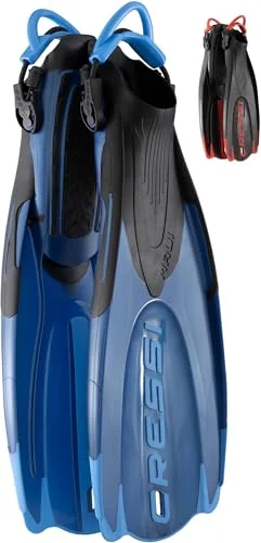 Premium Adjustable Open Heel Snorkeling Fins Lightweight Compact Design (Blue Azure, Small) bcvtn